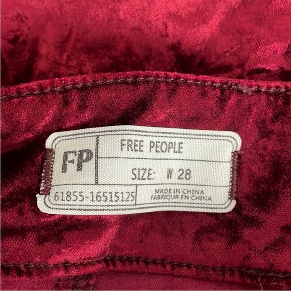 Free People Retro Wine Red Crushed Velvet Mini Skirt. Size 28. - Picture 10 of 12